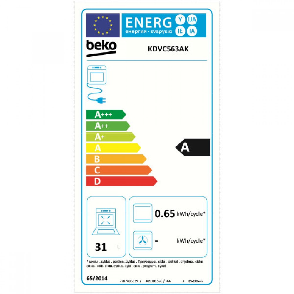 Beko50cm Freestanding Cooker Black Kdvc563ak
