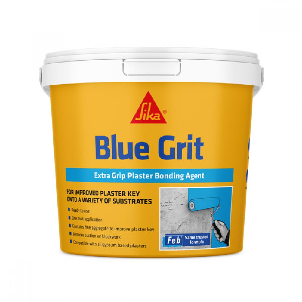 Sika Feb Febond Blue Grit | Extra Grip Plaster Bonding Agent | 10L
