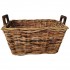 Castle Living Rectangle Rattan Log Basket Wooden Handles | CL406948