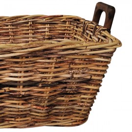 Castle Living Rectangle Rattan Log Basket Wooden Handles | CL406948