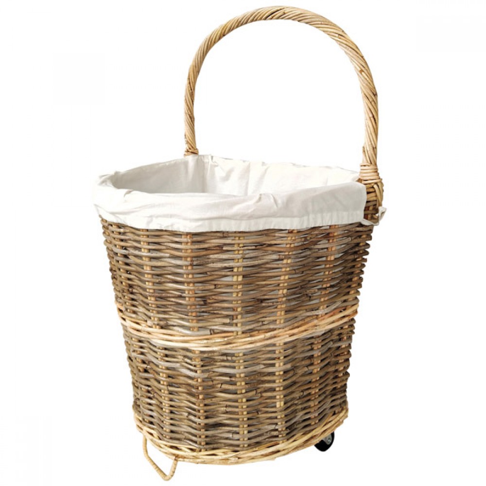 Castle Living Wheeled Rattan Log Basket