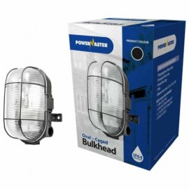 Powermaster 60W Oval Bulkhead|Caged|White|IP44
