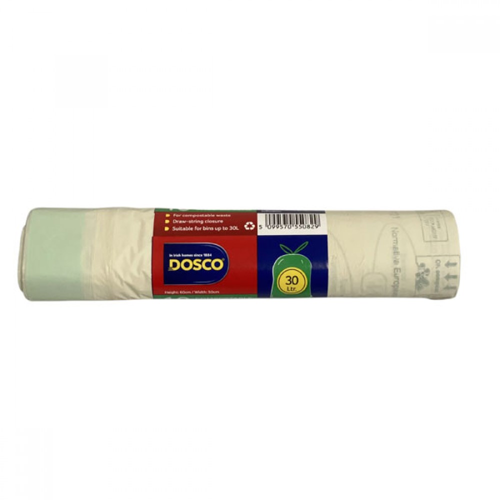 Dosco 30 Litre Green Draw String Bio Bags 10 Pack | 55082