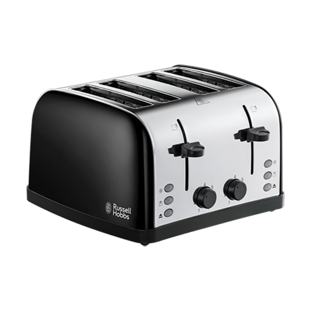 Russell Hobbs Stainless Steel Black 4 Slice Toaster | 28360