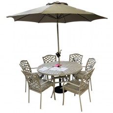 Beaumont 6-Seater Round Aluminium Garden Set | Maize