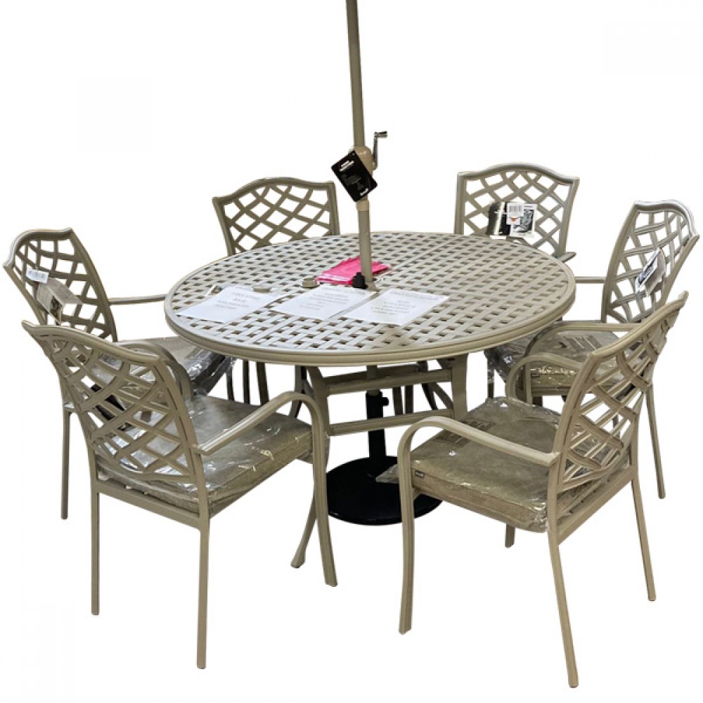 Beaumont 6-Seater Round Aluminium Garden Set | Maize