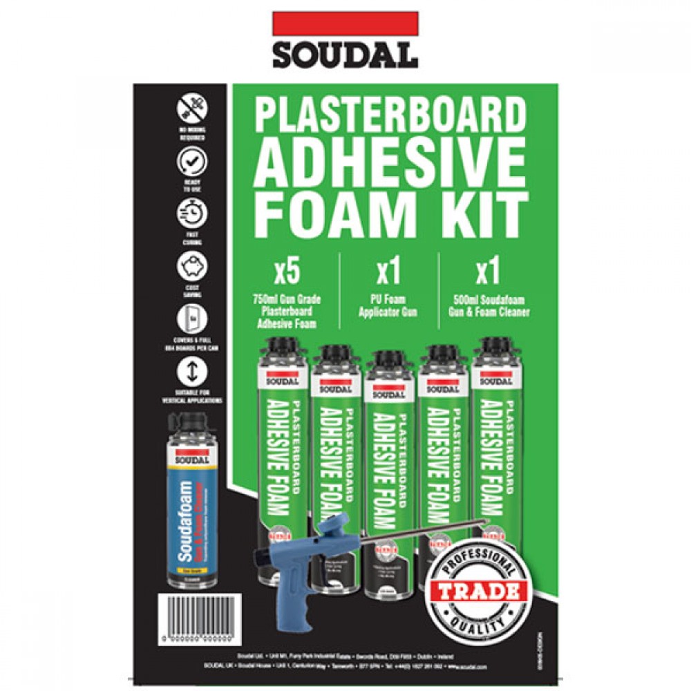 Soudal Plasterboard Adhesive Foam Kit | 7 In 1