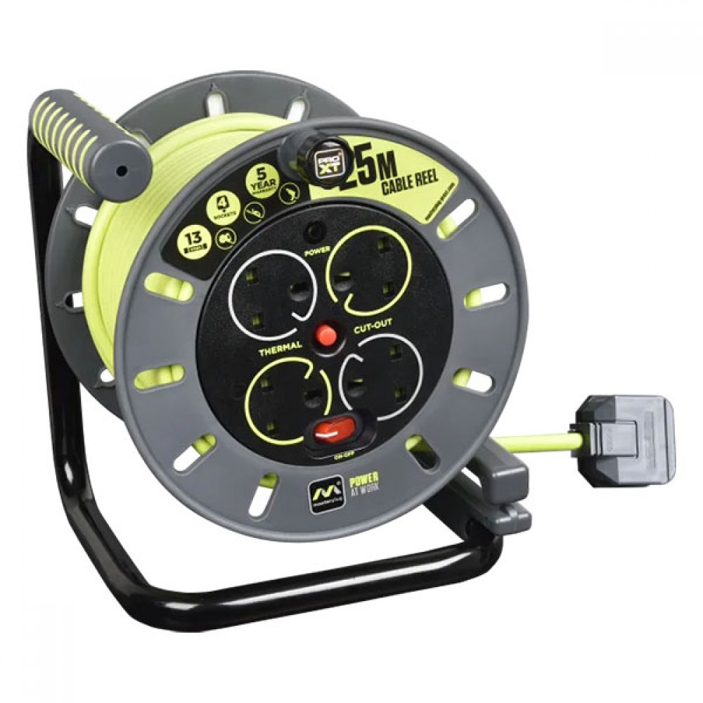 4 Socket 25m 13amp Medium Open Reel | OMU25134SL-PX