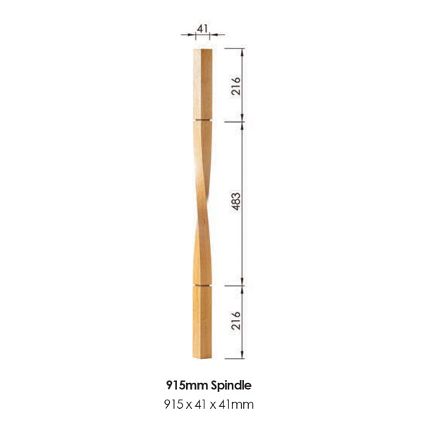 Milano Square Spindle 915x41x41mm | Options