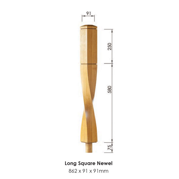 Milano Square Newel Post 862x91x91mm | Options