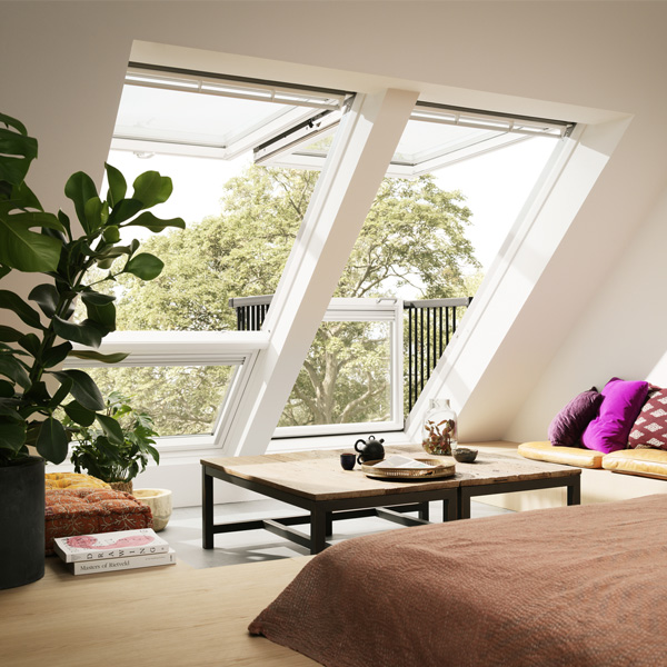Velux CABRIO Double Balcony Window | White Painted | For Slate | GDL SK0L222