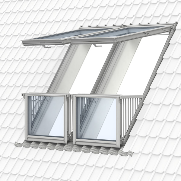 Velux CABRIO Double Balcony Window | White Painted | For Tile | GDL SK0W224