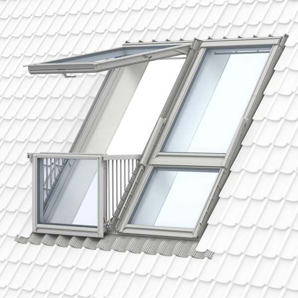 Velux CABRIO Double Balcony Window | White Painted | For Tile | GDL SK0W224