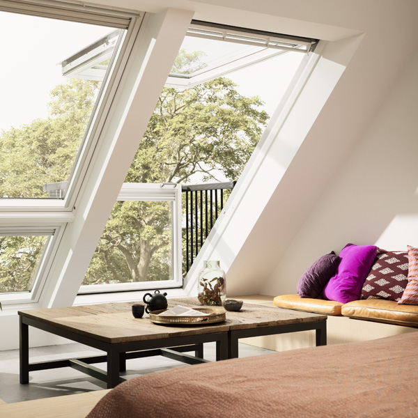 Velux CABRIO Double Balcony Window | White Painted | For Tile | GDL SK0W224